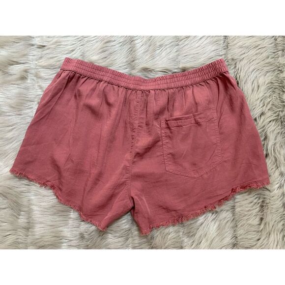 Aerie Lace Up Distressed Frayed Beach Shorts Mauve Medium - Picture 3 of 8